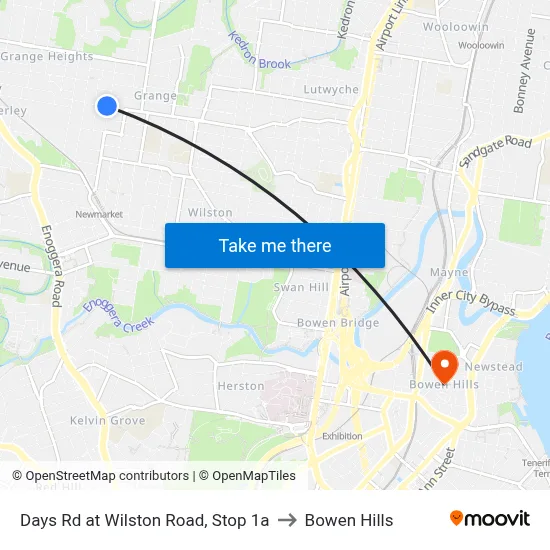 Days Rd at Wilston Road, Stop 1a to Bowen Hills map