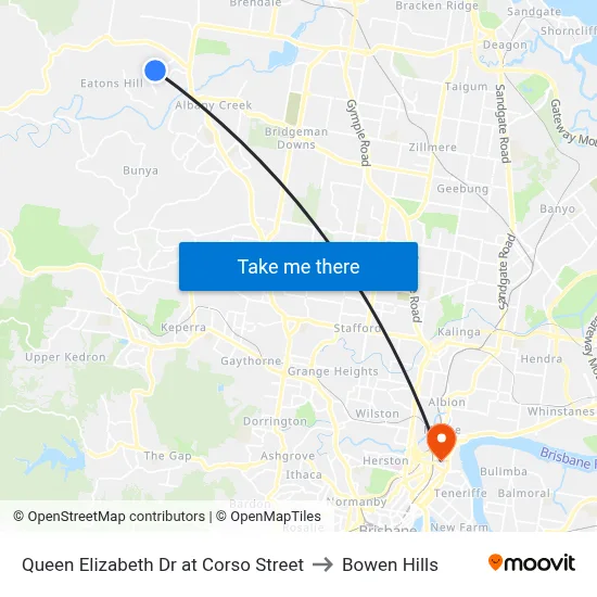 Queen Elizabeth Dr at Corso Street to Bowen Hills map
