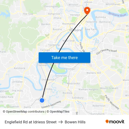 Englefield Rd at Idriess Street to Bowen Hills map