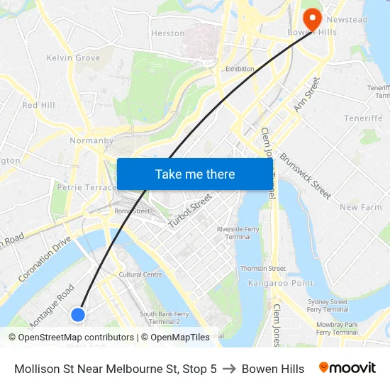 Mollison St Near Melbourne St, Stop 5 to Bowen Hills map