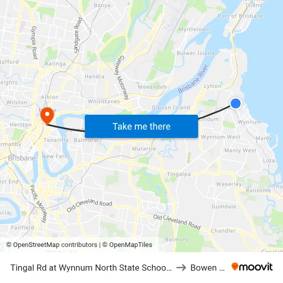 Tingal Rd at Wynnum North State School, Stop 10/5 to Bowen Hills map
