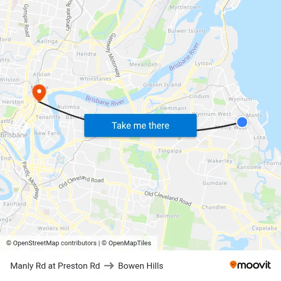 Manly Rd at Preston Rd to Bowen Hills map