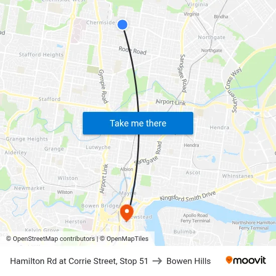 Hamilton Rd at Corrie Street, Stop 51 to Bowen Hills map