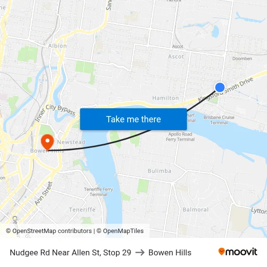 Nudgee Rd Near Allen St, Stop 29 to Bowen Hills map