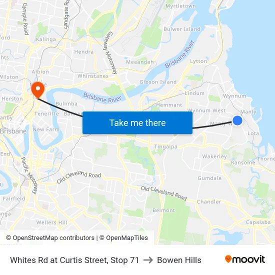 Whites Rd at Curtis Street, Stop 71 to Bowen Hills map