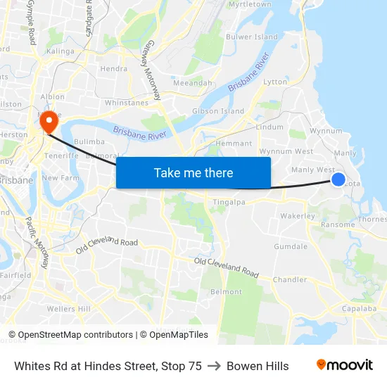 Whites Rd at Hindes Street, Stop 75 to Bowen Hills map