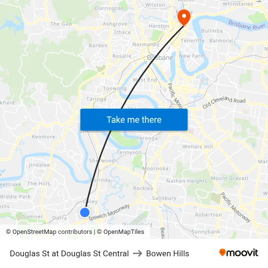 Douglas St at Douglas St Central to Bowen Hills map
