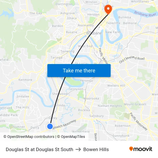 Douglas St at Douglas St South to Bowen Hills map