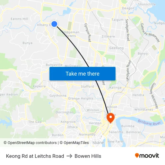 Keong Rd at Leitchs Road to Bowen Hills map