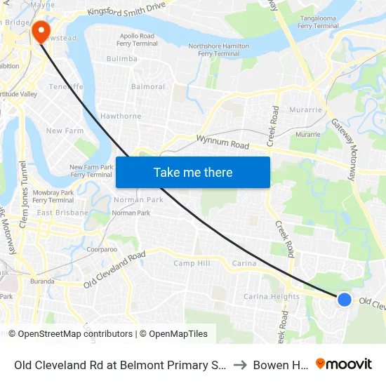 Old Cleveland Rd at Belmont Primary School to Bowen Hills map
