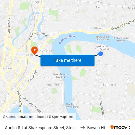 Apollo Rd at Shakespeare Street, Stop 39 to Bowen Hills map
