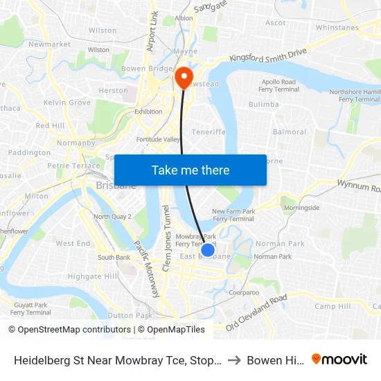 Heidelberg St Near Mowbray Tce, Stop 14 to Bowen Hills map