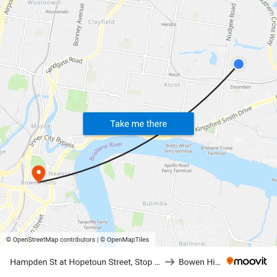 Hampden St at Hopetoun Street, Stop 30 to Bowen Hills map