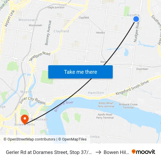 Gerler Rd at Dorames Street, Stop 37/36 to Bowen Hills map