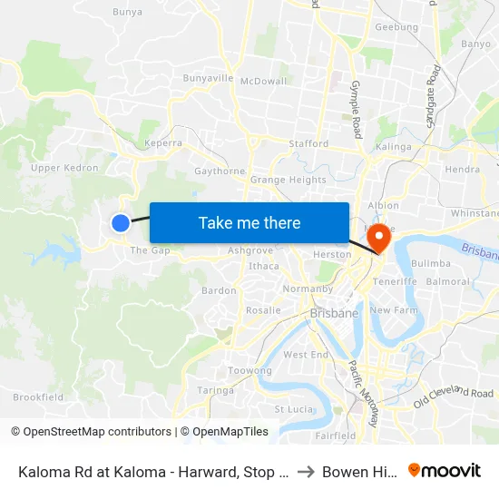 Kaloma Rd at Kaloma - Harward, Stop 38 to Bowen Hills map