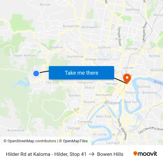 Hilder Rd at Kaloma - Hilder, Stop 41 to Bowen Hills map