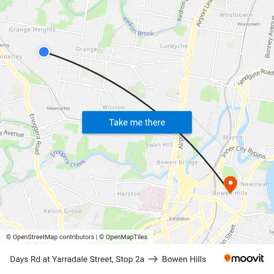 Days Rd at Yarradale Street, Stop 2a to Bowen Hills map