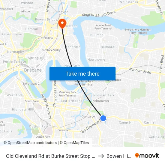 Old Cleveland Rd at Burke Street Stop 25 to Bowen Hills map