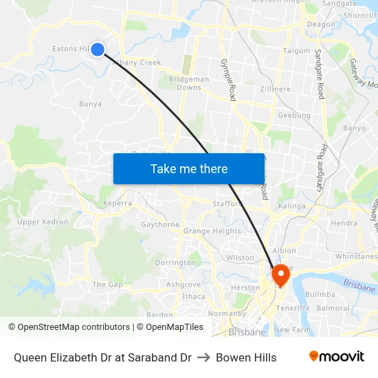 Queen Elizabeth Dr at Saraband Dr to Bowen Hills map