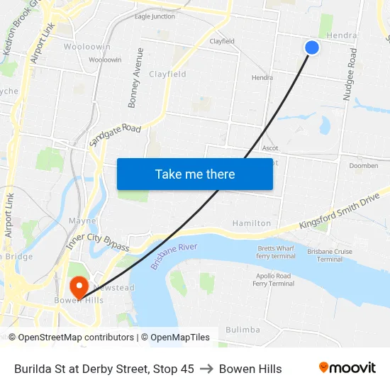 Burilda St at Derby Street, Stop 45 to Bowen Hills map