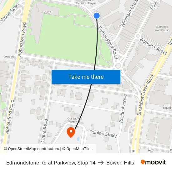 Edmondstone Rd at Parkview, Stop 14 to Bowen Hills map