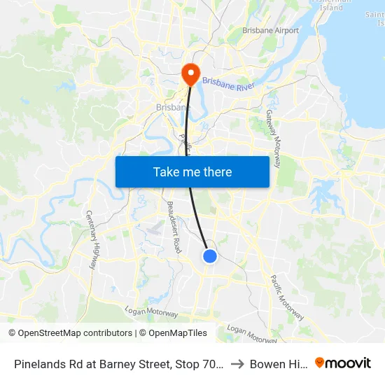 Pinelands Rd at Barney Street, Stop 70/71 to Bowen Hills map