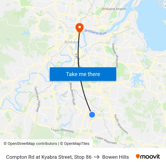 Compton Rd at Kyabra Street, Stop 86 to Bowen Hills map