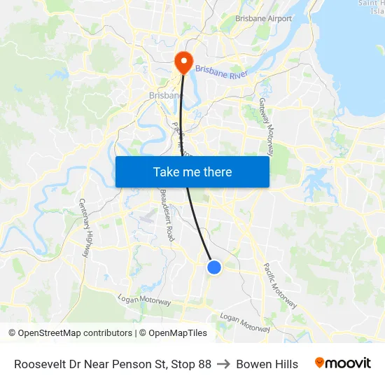 Roosevelt Dr Near Penson St, Stop 88 to Bowen Hills map