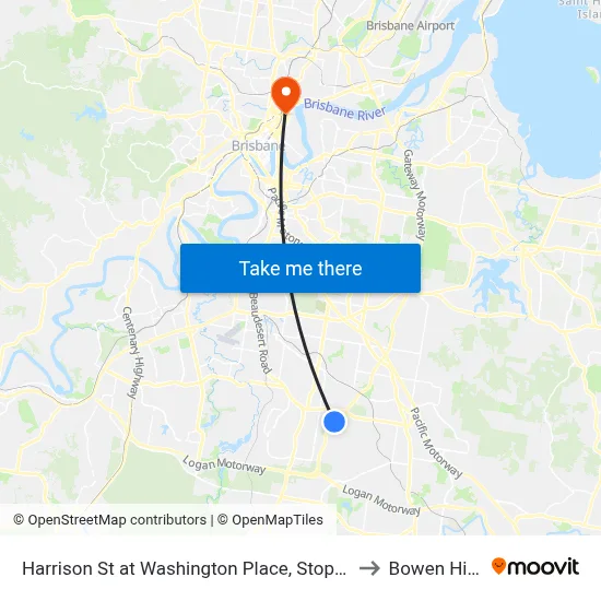 Harrison St at Washington Place, Stop 90 to Bowen Hills map