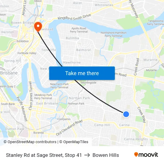 Stanley Rd at Sage Street, Stop 41 to Bowen Hills map