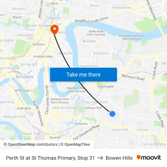 Perth St at St Thomas Primary, Stop 31 to Bowen Hills map