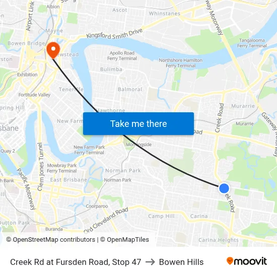 Creek Rd at Fursden Road, Stop 47 to Bowen Hills map