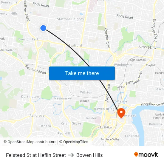Felstead St at Heflin Street to Bowen Hills map