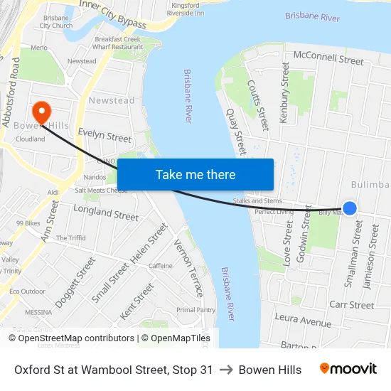 Oxford St at Wambool Street, Stop 31 to Bowen Hills map