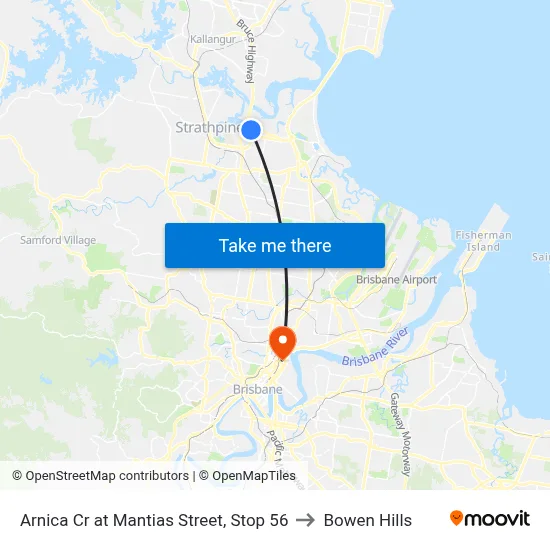 Arnica Cr at Mantias Street, Stop 56 to Bowen Hills map