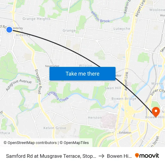 Samford Rd at Musgrave Terrace, Stop 27 to Bowen Hills map