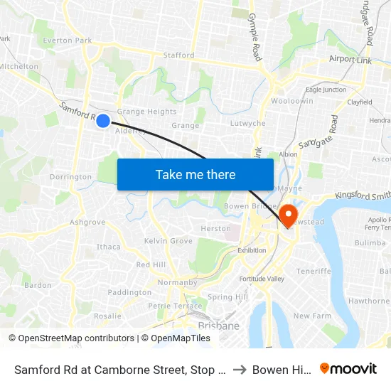 Samford Rd at Camborne Street, Stop 28 to Bowen Hills map