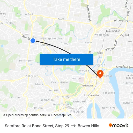 Samford Rd at Bond Street, Stop 29 to Bowen Hills map