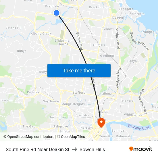 South Pine Rd Near Deakin St to Bowen Hills map