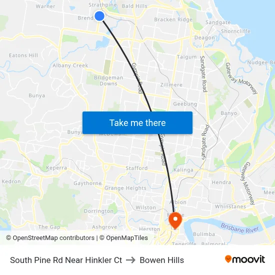 South Pine Rd Near Hinkler Ct to Bowen Hills map