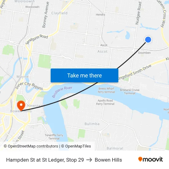 Hampden St at St Ledger, Stop 29 to Bowen Hills map