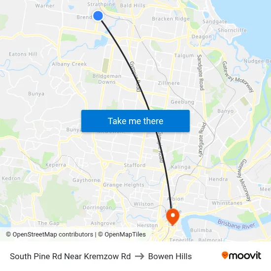 South Pine Rd Near Kremzow Rd to Bowen Hills map