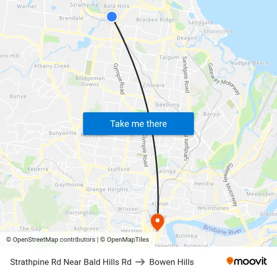 Strathpine Rd Near Bald Hills Rd to Bowen Hills map
