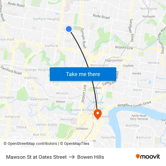 Mawson St at Oates Street to Bowen Hills map