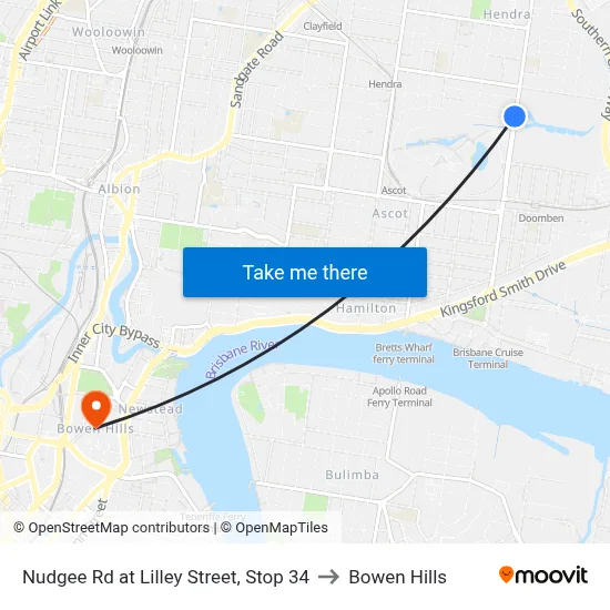 Nudgee Rd at Lilley Street, Stop 34 to Bowen Hills map