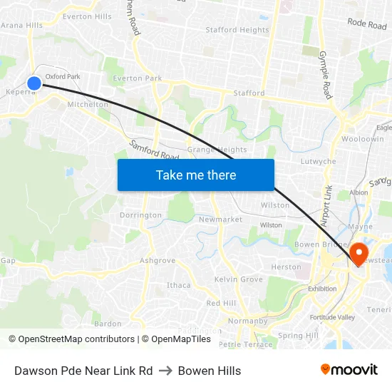 Dawson Pde Near Link Rd to Bowen Hills map