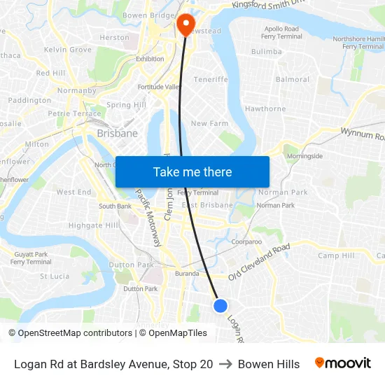 Logan Rd at Bardsley Avenue, Stop 20 to Bowen Hills map