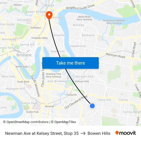Newman Ave at Kelsey Street, Stop 35 to Bowen Hills map
