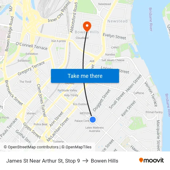 James St Near Arthur St, Stop 9 to Bowen Hills map