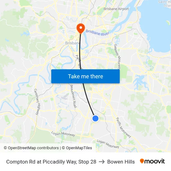 Compton Rd at Piccadilly Way, Stop 28 to Bowen Hills map